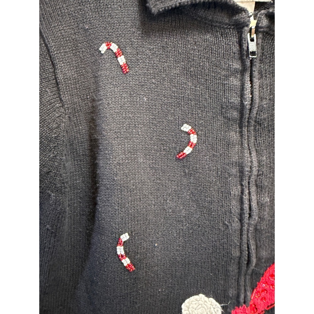 Tiara International 2004 Vintage Christmas Santa Zip Up Cardigan Sweater Medium - Picture 4 of 8